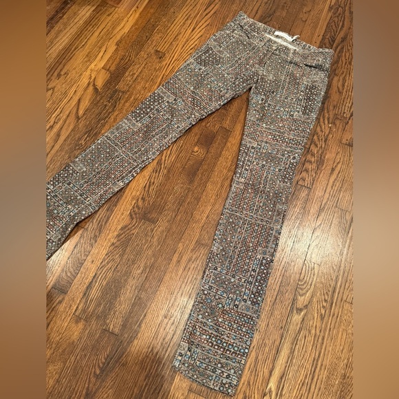 Isabel Marant Etoile Itzel Multicolor Geometric Skinny Corduroy Pants S - Picture 3 of 7
